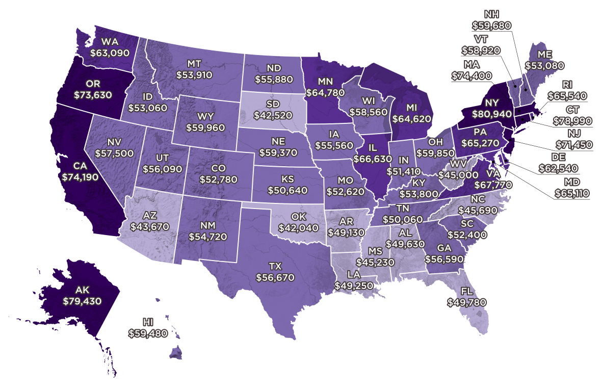 The Best and Worst States For Teacher s Wages The Best and Worst States For Teacher s Wages