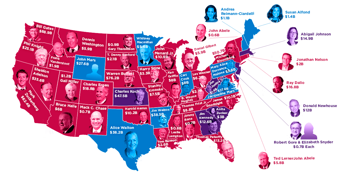 This Map Reveals The Richest Person in Your State 2017