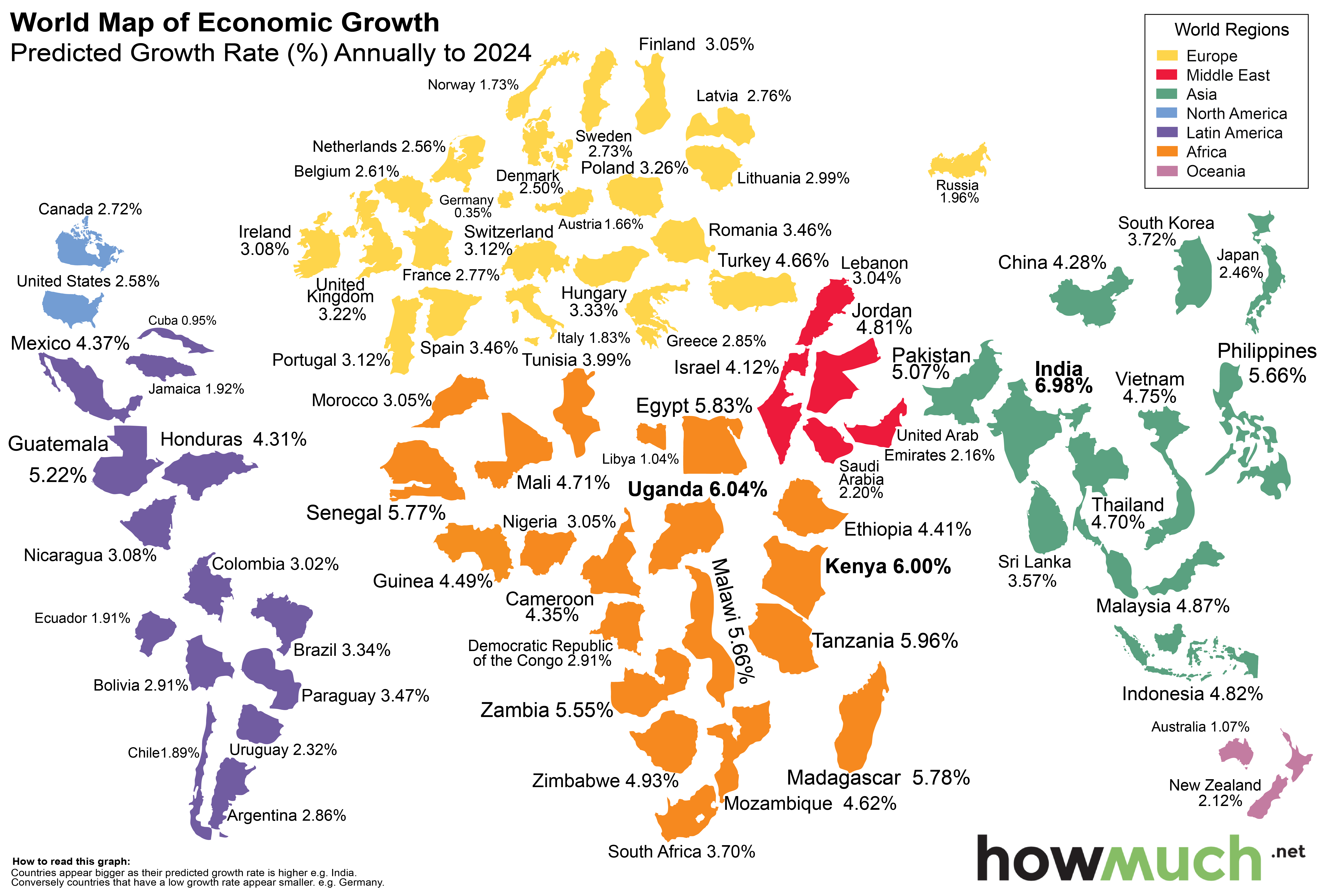 This World Map Shows The Economic Growth Over The Coming Decade