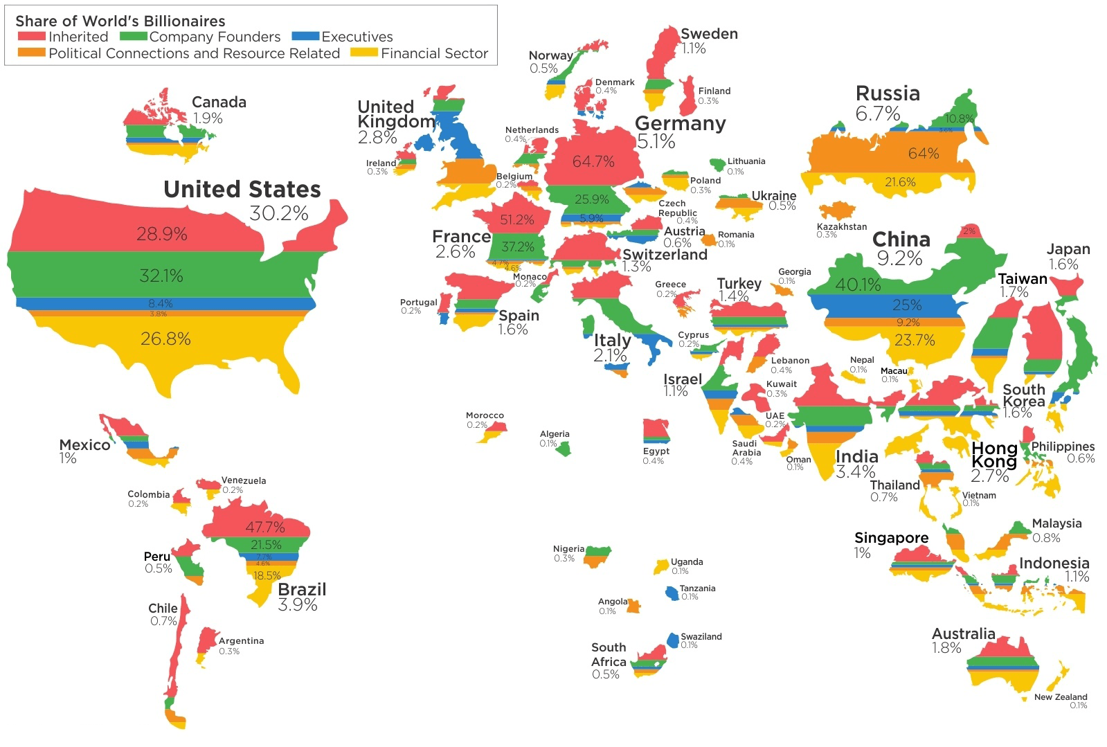 This Map Shows Where The World s Billionaires Got Their Money
